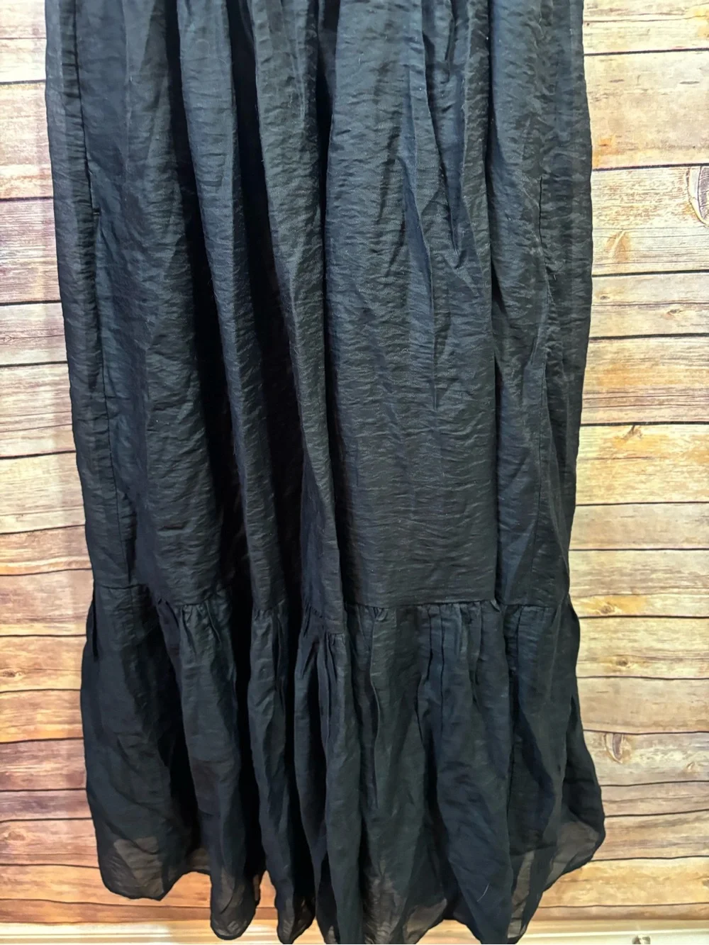 NWT Abercrombie & Fitch Low Back Tiered Maxi Black Cotton Sundress Small Tall
